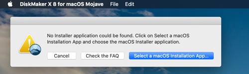 Instalador de MacOS Diskmaker Seleccionar instalador
