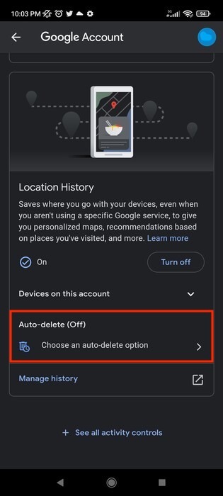 Ubicación de Google Ubicación de Google Eliminar Historial de ubicación Eliminación automática móvil