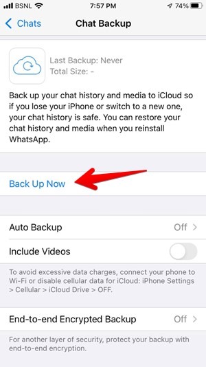Copia de seguridad de Whatsapp Iphone Crear
