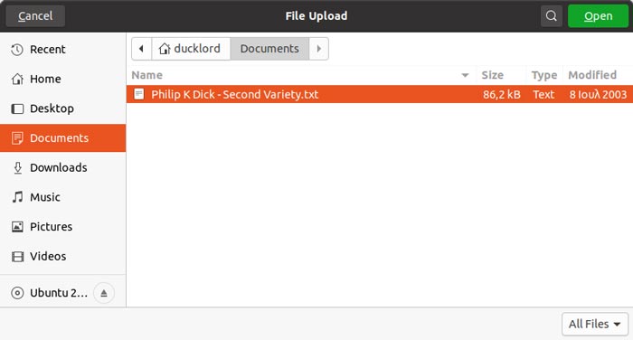 Ubuntu Android Wifi Filesharing Sweech Seleccionar archivos para cargar