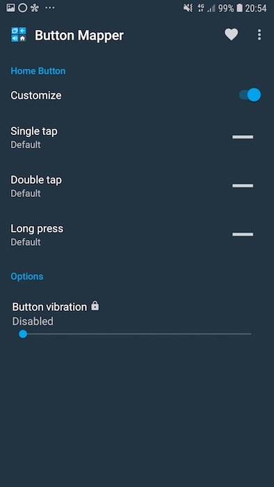 Toque el control deslizante "Personalizador" y luego puede asignar diferentes acciones, dependiendo de cómo interactúe con este botón.