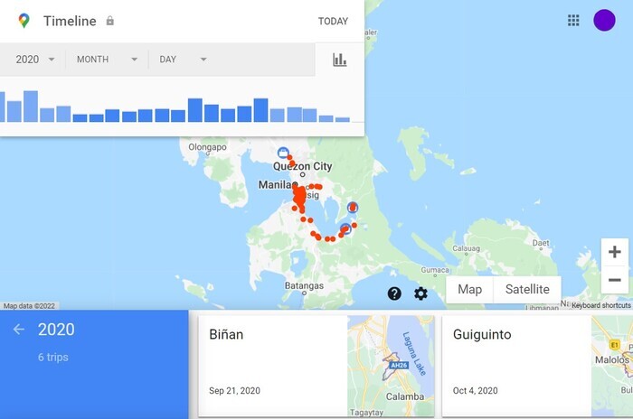 Cronología de ubicación de Google