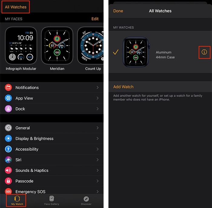 Desemparejar la aplicación Apple Watch Iphone Watch
