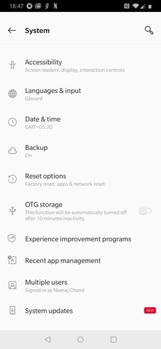 Página del sistema Página del sistema Android