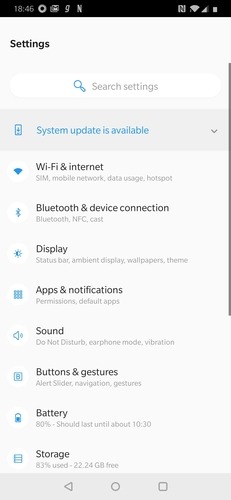 Página de configuración Página de configuración de Android