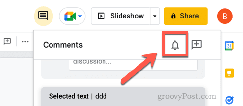 Configuración de notificación de comentarios abiertos en Presentaciones de Google