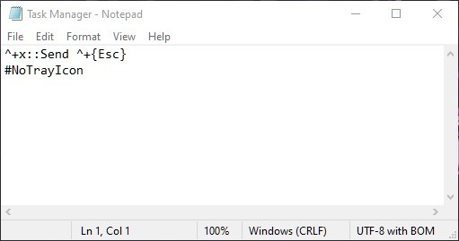 Cambiar accesos directos predeterminados de Windows Notrayicon2
