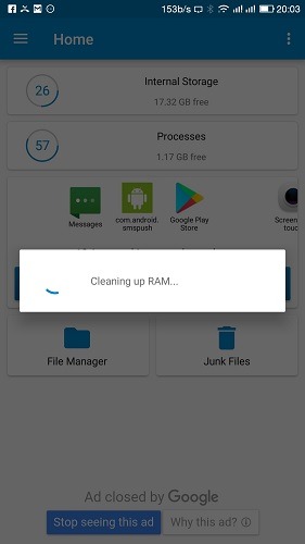Limpie la aplicación de optimización de memoria RAM