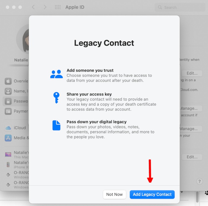 Digital Legacy Apple Add