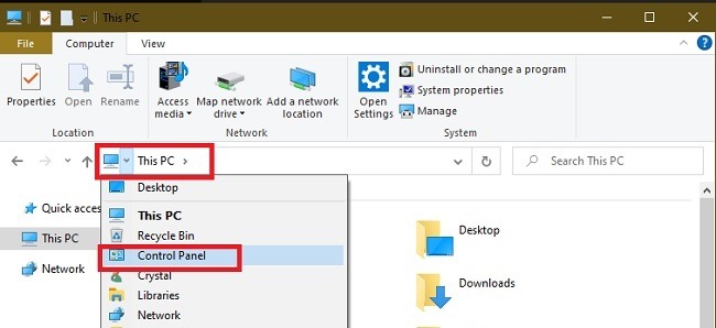 Maneras de abrir el panel de control en Windows 10 Esta PC