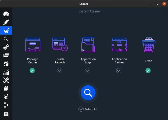 Optimice Linux con las categorías de Stacer System Cleaner