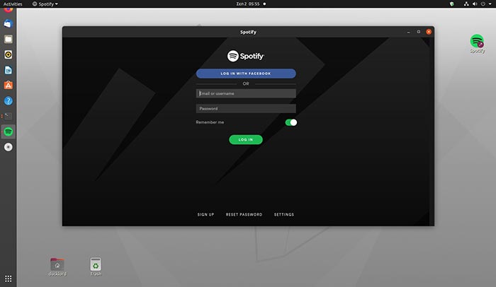 Linux Spotify a la ventana de selección de bandeja