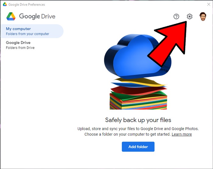 Cant Upload Google Drive Settings Cog