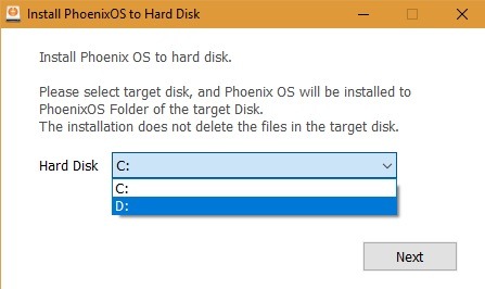 Instalar Phoenix OS en el disco duro