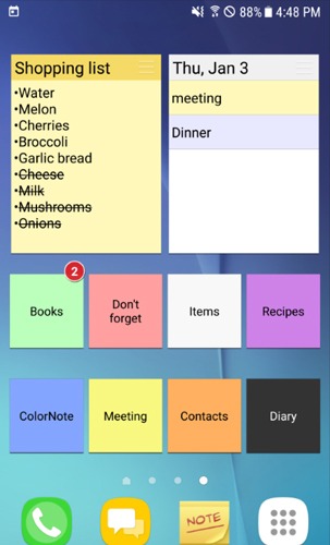 La mejor aplicación de lista de compras de comestibles para Android Colornote