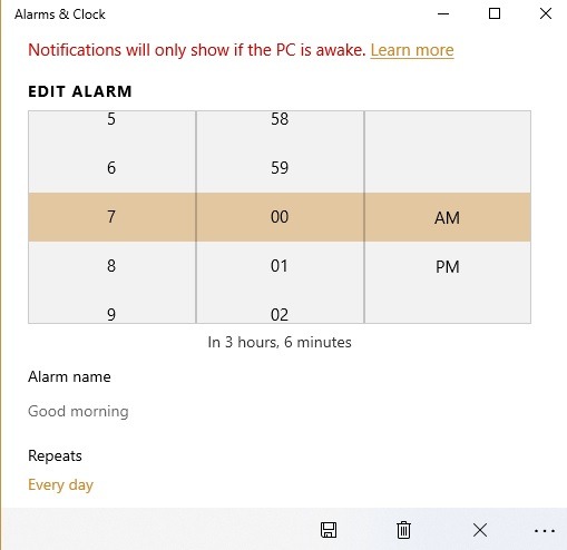 Windows10 Alarmas Temporizadores Alarmas Editar