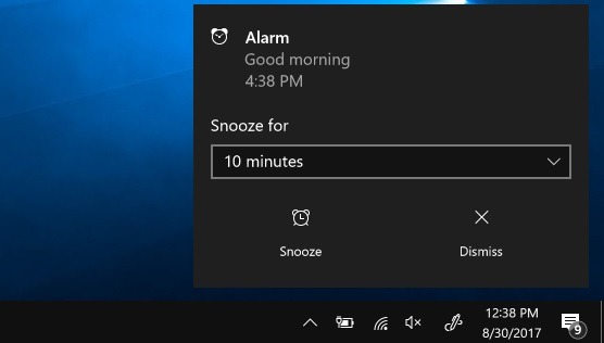 Temporizadores de alarmas de Windows10 Responder alarma