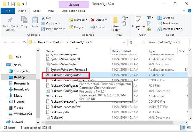 Personalización de la barra de tareas de Windows 10 con Taskbarx Configurator