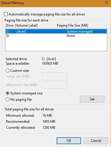 Archivos de paginación de ajuste de rendimiento de arranque lento de Windows