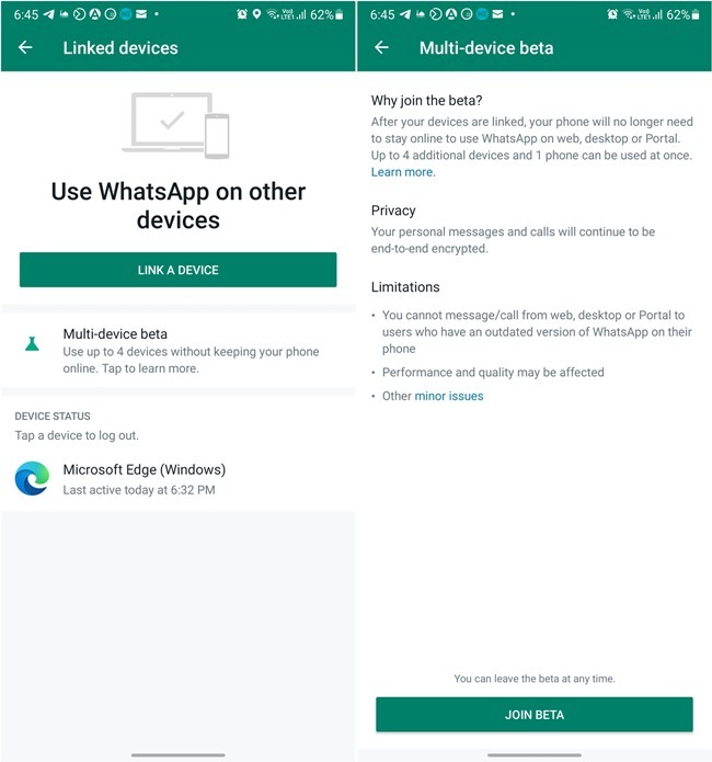 Actualmente, WhatsApp Web requiere una conexión a Internet para estar activo en tu móvil.  WhatsApp está probando una función en la que podrá usar WhatsApp en su PC sin tener su teléfono en línea.  La función está disponible en WhatsApp pero está en versión beta.  Puede acceder a él desde 