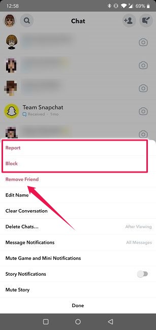 Cómo eliminar cosas en Snapchat Eliminar amigo