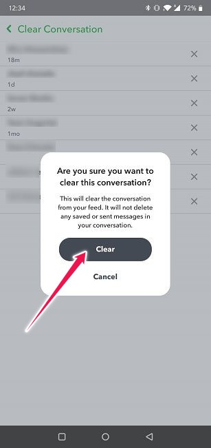 Cómo eliminar cosas en el botón Clear Convo de Snapchat