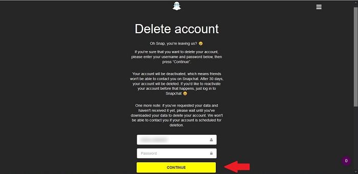 Cómo eliminar el escritorio de la cuenta de borrado de Snapchat