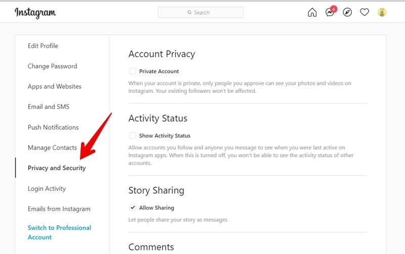 Cuenta Instagram Privacidad Y Seguridad Pc