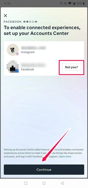 Cómo vincular o desvincular Instagram Facebook Mobile Continuar o no