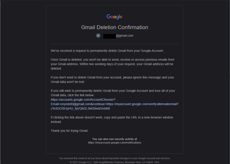 Cómo eliminar Gmail Haga clic en Eliminar enlace