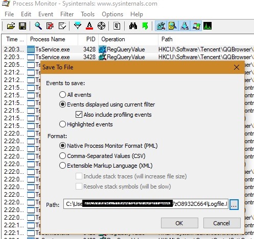 Win Process Monitor Guardar archivo