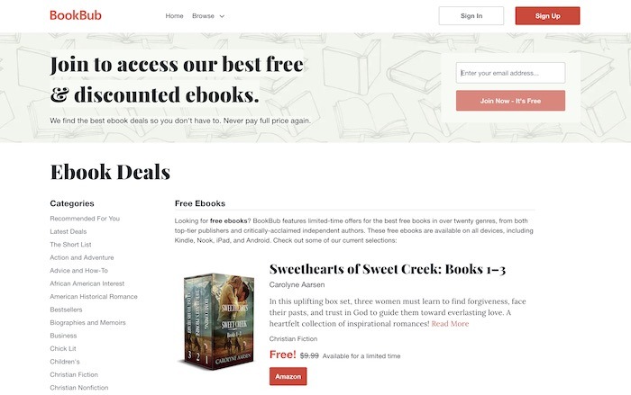 Sitios gratuitos Descargar libros electrónicos Bookbub