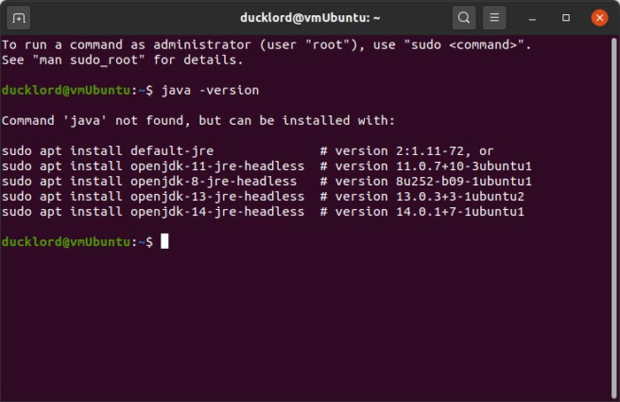 Instale Jre en Ubuntu Verifique la versión de Java