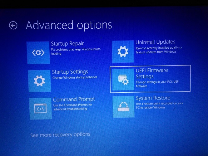 Configuración de firmware Uefi Windows 10