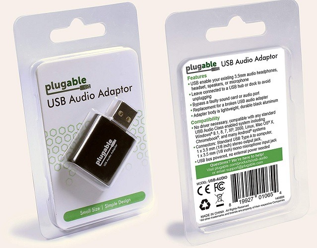 Paquete de adaptador de audio USB enchufable Sitio web de comercio electrónico