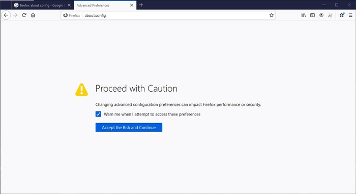 Firefox About Config Tips Accept The Risk