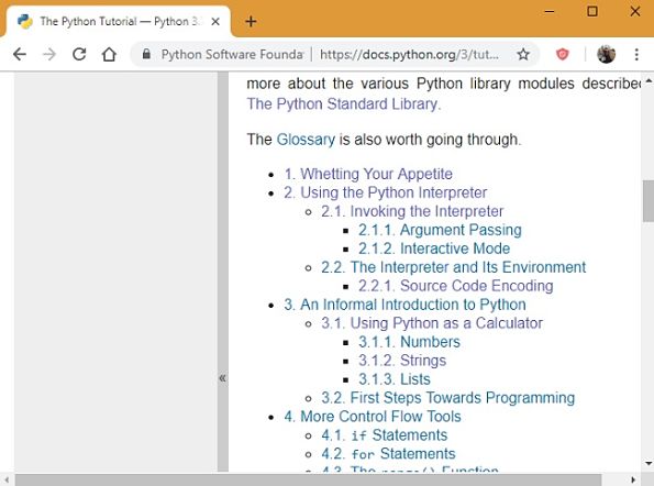 Tutoriales de Python.org 3.7