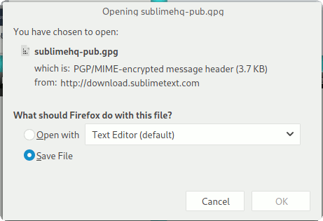 Ubuntu Guardar Sublimetext Gpg