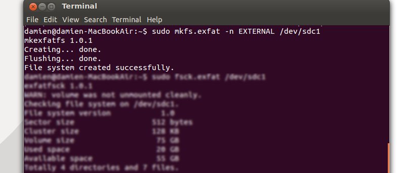 Cómo formatear un disco duro externo a un sistema de archivos exFAT en Ubuntu
