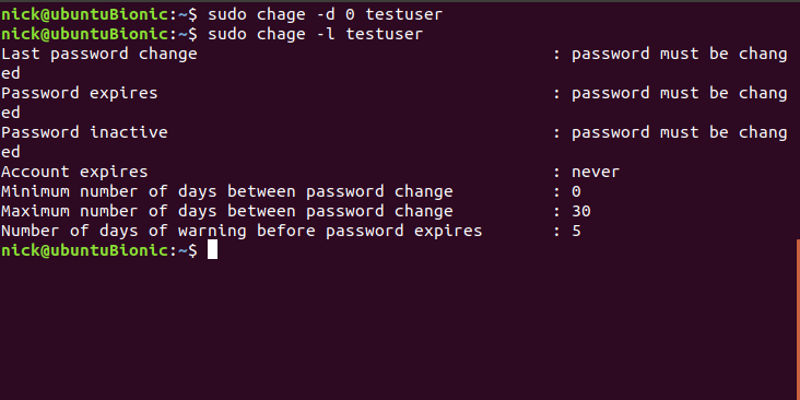 Force A User To Change Password Linux