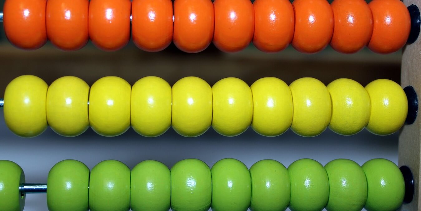 An multicolored abacus.