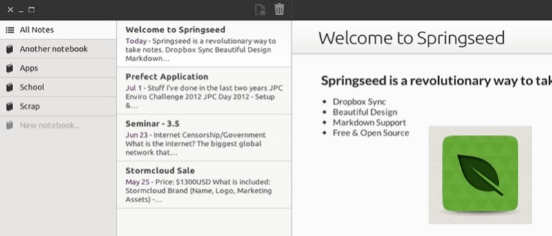 SpringSeed: una alternativa de Linux increíblemente ligera a Evernote