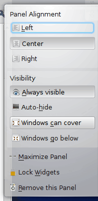 Panel de KDE - más configuraciones