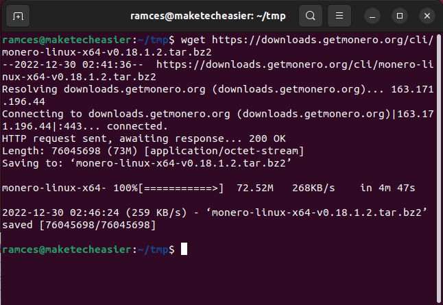 Nodo Monero Tor Linux 04 Nodo de descarga