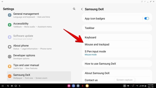 Samsung Dex Settings Mouse And Trackpad