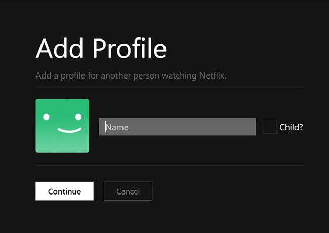 Netflix PC Agregar nombre de perfil