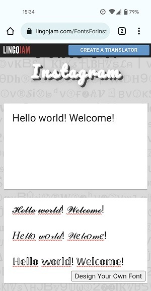 Cambiar fuentes Instagram Web Tool Escribir texto