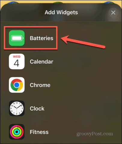iPhone agregar widget de batería