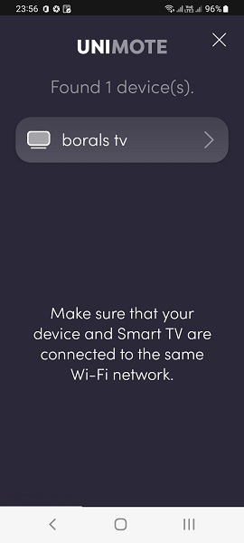 Android Phone Tv Control remoto Dispositivo remoto universal encontrado