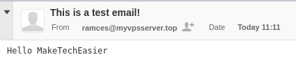 Una captura de pantalla del destinatario recibiendo su correo electrónico.